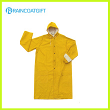 Yellow PVC/Polyester Men′s Raincoat Rpp-049